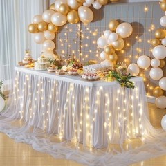 Gray Tulle Tutu Table Skirt for Rectangle Tables or 9ft, 108IN(L) X30in(H) Grey