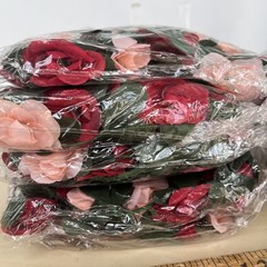 3 Dimension Floral Silk Garland Pink & Red Green Foliage LOT A Lot of Unopened