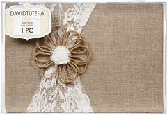 David Tutera Burlap and Lace Guest Book New with Box