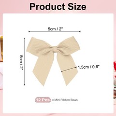 12 Pack Mini Grosgrain Ribbon Bow 2″ Self Adhesive Flower Bows Taupe