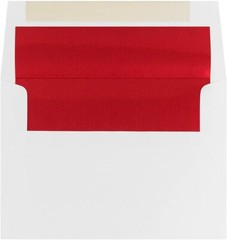 25x JAM PAPER A7 Premium Invitation Envelope 5 1/4 x 7 1/7 WHITE / RED Foil