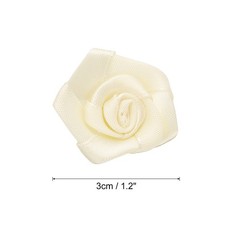 50pcs 3cm Ribbon Roses for Crafts Artificial Fabric Flowers Beige