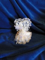 New Elegant Lace Covered Heart Mirror with shimmering flower Wedding CakeTop #83
