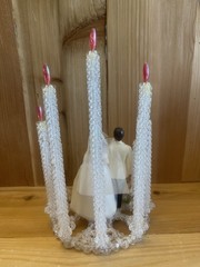 1950’s 1960’s Vintage Hand Beaded Wedding Cake Topper Wilton Bride Groom