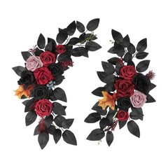 2 Pieces Halloween Wedding Arch Flowers Gothic Artificial Flower Swag Decorative