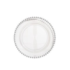 CLEAR SILVER 10 Round 8″ Plastic Salad PLATES Beaded Rim Party Events