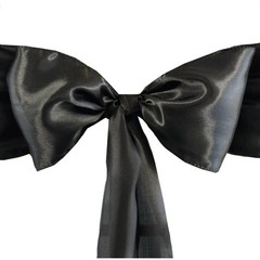 Black Satin Chair Sashes 6”x106” Wedding Party Banquet Event Decor (10ea)