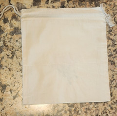 5 Ivory 8″ x 9″ Cotton Muslin drawstring bag with embroidered Lavender flowers