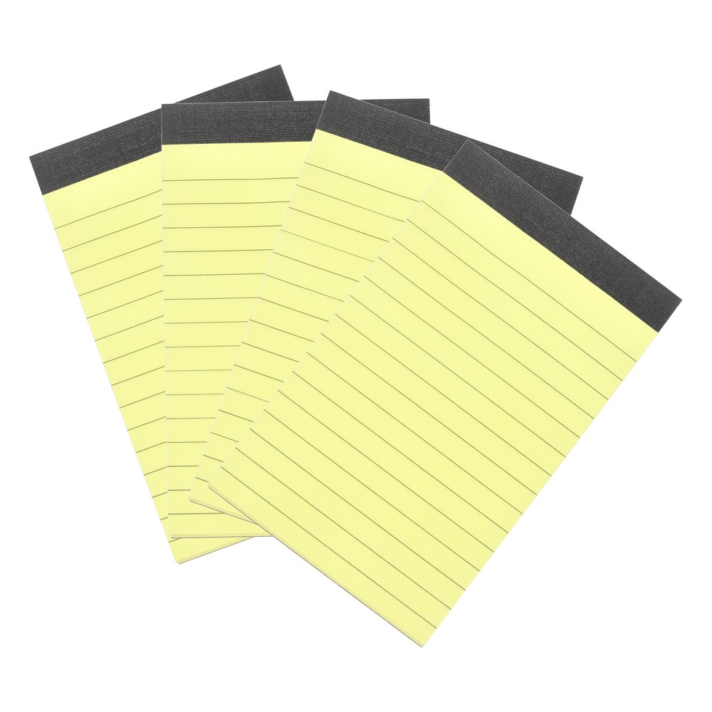 4 Pcs Writing Note Pads, 3 x 5 Inch A7 Lined Refill Paper, Yellow