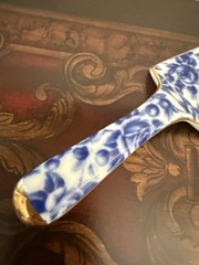 VTG Royal Danube Porcelain Cake & Pie Server Blue Rose Design Serving Utensil