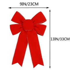 Hongsome 10 Pack Red Bows Christmas Tree Decorations,9”x13”Large Multicolor