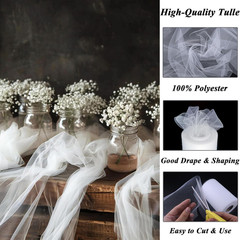 White Tulle Fabric Roll 6 Inch X 100 Yards (300Ft) Mesh Tulle Ribbon for Gift Wr