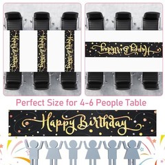 Black Gold Happy Birthday Table Runner, 72×13 in Happy Birthday Table