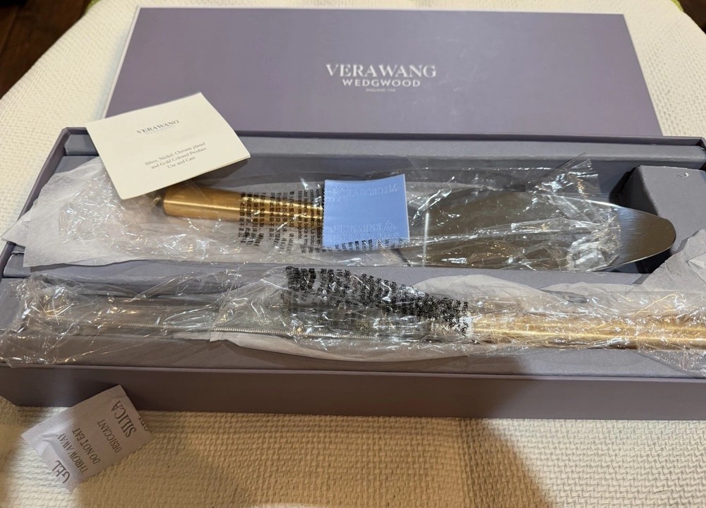 Wedgwood Cake Knife & Server Set Vera Wang WITH LOVE Weddings Elegant Boxed