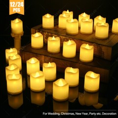 24/48PCS Flameless LED Tea Lights Votive Candles Lamp Decor Battery Operated Set