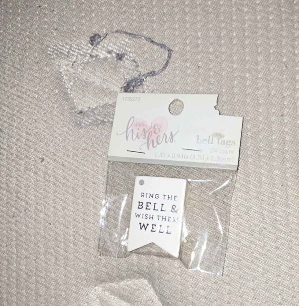 Studio His & Hers Wedding Bell Tags, Printed Text, 24ct White 1.31 x 0.94″