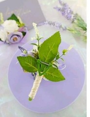 Ansofi Purple Wrist Corsage and Boutonniere Set for Groom Bride Groomsmen Brides