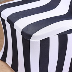 Black White Striped Fitted Premium Spandex Folding Chair Cover Party Decorations