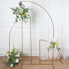 7 feet Gold Metal Floral Display Frame Half Moon Backdrop STAND Arch Party Event