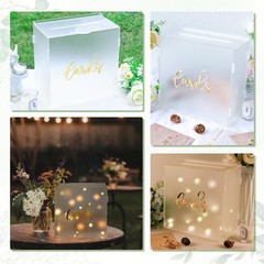 Acrylic Wedding Card Box with String Light, Frosted Gift Card Box for Wedding…