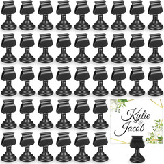 48 Pcs Wedding Table Number Holders 1.7 Inch Black Metal Mini Place Card Holders