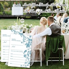 TRKAE Floral Dusty Blue Wedding Invites, 25 4 X 6 Inches, Floral-08