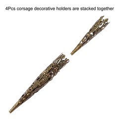Corsage Decorative Holder, Alloy Lapel Pin Brooch Vase 42mm Cyan Pack of 4