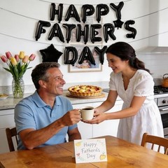 16 Inch “HAPPY FATHER’S DAY” Balloons Banner with 18 Inch Star Balloons –