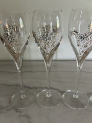 Nice! Set Of 17 Embossed Floral Gold Tone 8” Champagne Flutes 2 Sets Available