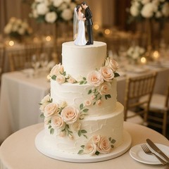4.5″ Wedding Bride and Groom Cake Topper Vintage Elegant Wedding Cake Topper Cou