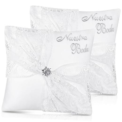Set of 2 Wedding Kneeling Pillows Cover, 17 x 15 Inch Embroidered Classic