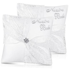 Set of 2 Wedding Kneeling Pillows Cover, 17 x 15 Inch Embroidered Classic
