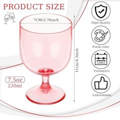 16 Pack Plastic Wine Glasses 7.5 oz Wine Glass with Stem Reusable Unbreakable