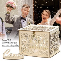 1 PCS Wooden Wedding Card Box With Lock Sign Mr Mrs Money Gift Post Case
