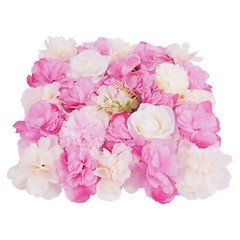 3D Flower Wall Panel-12pcs Artificial Flower Wall Background Silk Rose Wedding