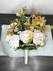 Powder Pink And Sand Beige Bridal Wedding Bouquet, Small 13”