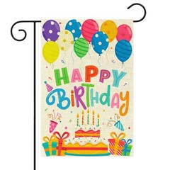 WATINC Happy Birthday Garden Flag Burlap Yard Signs Vertical Double Sided Rea…