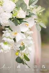 White Bridal Bouquet Cascading, White Wedding Bouquets for Bride, 13 Inch Ivo…