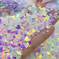 2000 Piece Mermaid Seashell Glitter PVC Table Confetti for Wedding, Pink