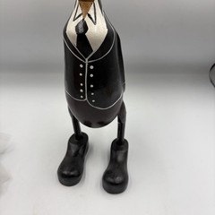 Wedding Bride And Groom Wooden Ducks Handmade Veil Dress Tuxedo Statues Unique