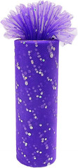 Sequin Glitter Tulle Rolls 6 Inch X 10 Yards (30 Feet) Purple Color for Table Ru