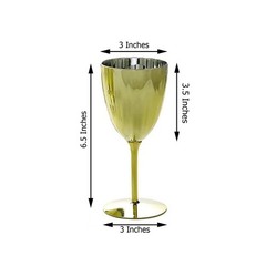 6 pcs Gold Premium Metallic Plastic 8 oz Wine Glasses Party Events Disposable