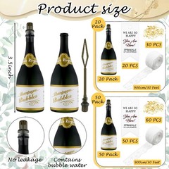 20 Pcs Mini Champagne Bottle Bubbles Wedding Favors with Ribbons & Cards – Party
