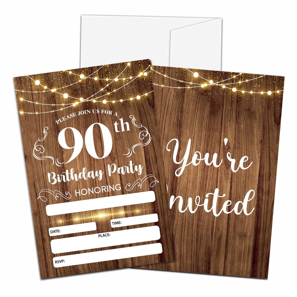 CLIRBE 90th Birthday Invitations, Birthday Party Invitations For Women Men, 9…