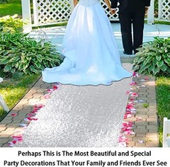 4Ft x 20Ft Silver Sparkly Wedding Aisle Runner – Ideal for Prom, Beach &