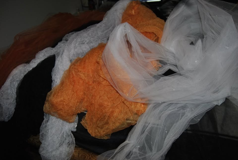 Tulle orange black white OVER 50 yds Halloween wedding Crafts