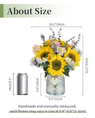 Sunflower Fake Flowers in Vase: Sunflowers Artificial Flowers with Vase for