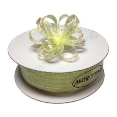 1/8″ 50 Yards Organza Iridescent Center with String Pull Ribbon Bow BLACK