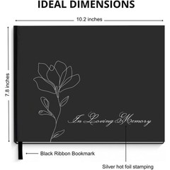 Funeral Guest Book with Silver Pen and Pen Holder, 82 Pages, 10.2×7.8″