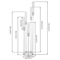 5-Arm Candle Holder Acrylic Clear Freestanding Candle Holder with Candle Cover